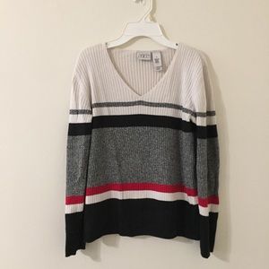 Vintage 90’s Striped V-Neck Ribbed Colorblock Sweater